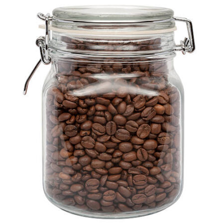 A jar of coffee beans.